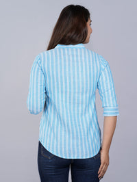 Womens Turquoise Mangoline Striped Casual Shirt